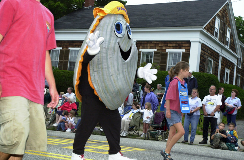 Steamer, the festival mascot, marching in the parade
