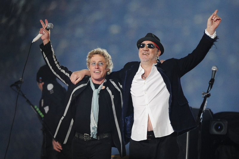 Roger Daltrey, left, and Pete Townshend, seen on the stage at the 2010 Super Bowl in Miami, are taking “Quadrophenia” on the road for a U.S. tour this fall.