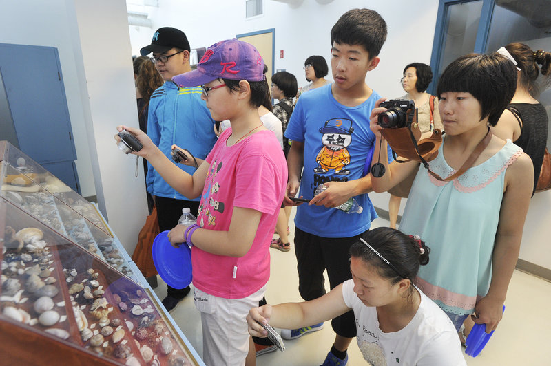 Students from the Tangshan Foreign Language School in the Hebei Province of China tour the University of New England’s Marine Animal Rehabilitation Center in Biddeford this week as part of Kennebunk High School’s weeklong summer camp for international students.