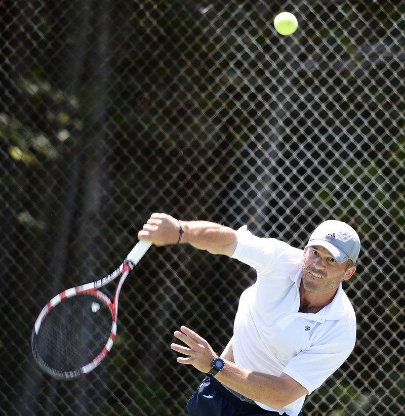 Ben Cox, 32, a former No. 1 player at Michigan, beat 16-year-old Justin Brogan of Falmouth – who also happens to be a tennis student of his.