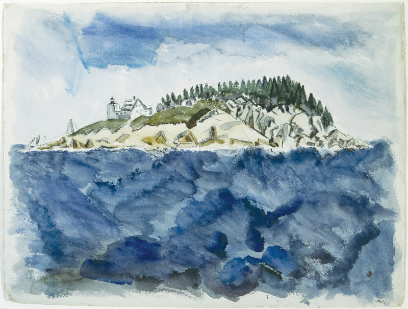 John Marin’s “Deer Isle Series: Mark Island Lighthouse, 1928,” watercolor on paper, Portland Museum of Art, gift of Mr. and Mrs. John Marin Jr.