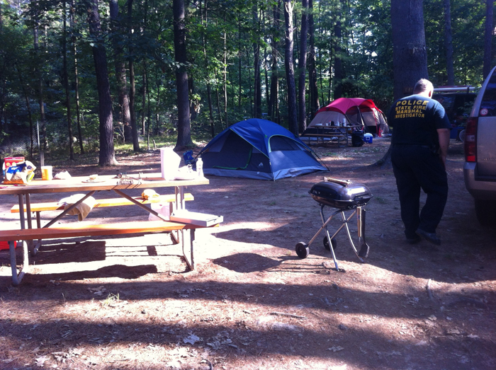 The Lebanon campsite where a 2-year-old fell into a fire pit on Sunday.