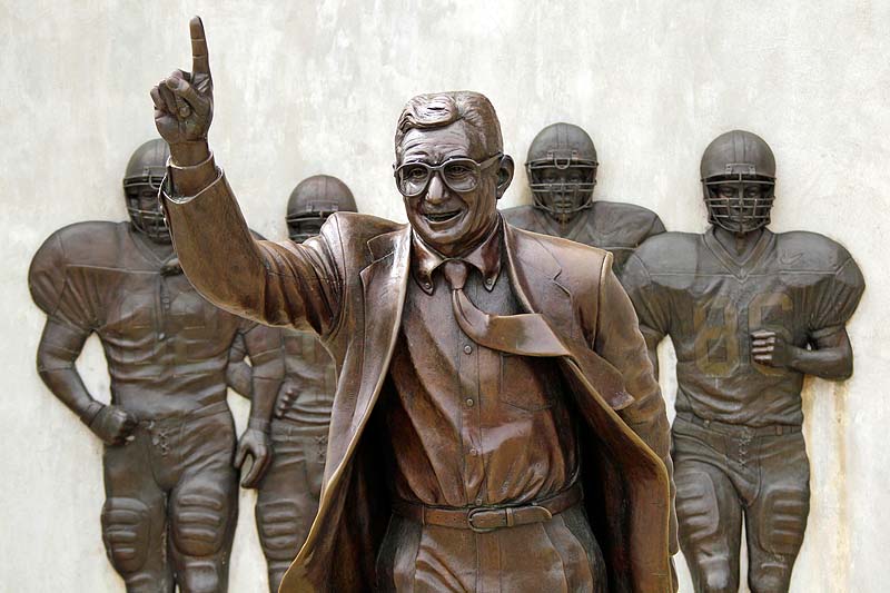 The statue of former Penn State University head football coach Joe Paterno was removed today from outside Beaver Stadium in State College, Pa.