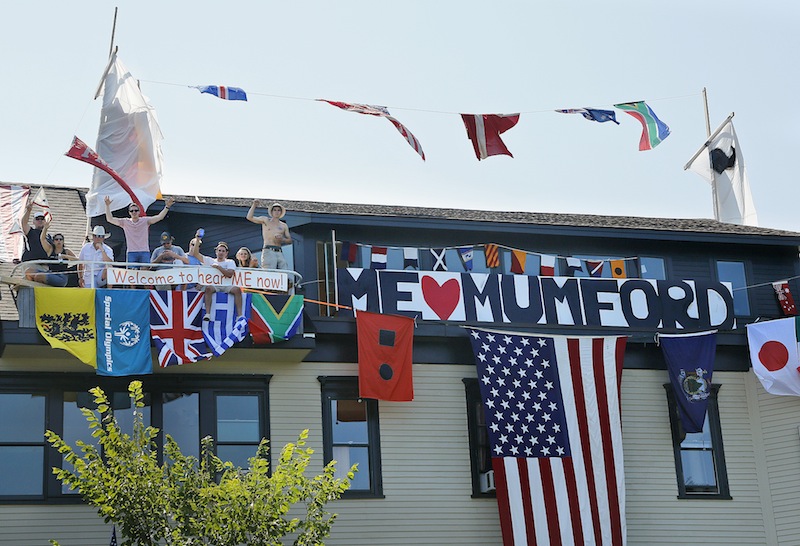 Friends helped turn the home of Nance Monaghan into a boat in hopes of winning a house-decorating contest on Munjoy Hill for the "Gentleman of the Road" music festival. The winner of the contest supposedly gets Mumford and Sons in their living room following the concert.