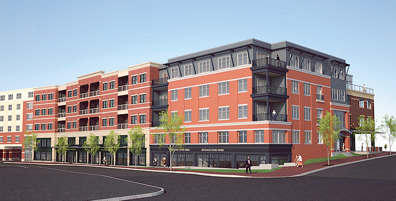 An artist's rendering of an $18 million development planned for the former Jordan Meats site in the Old Port.