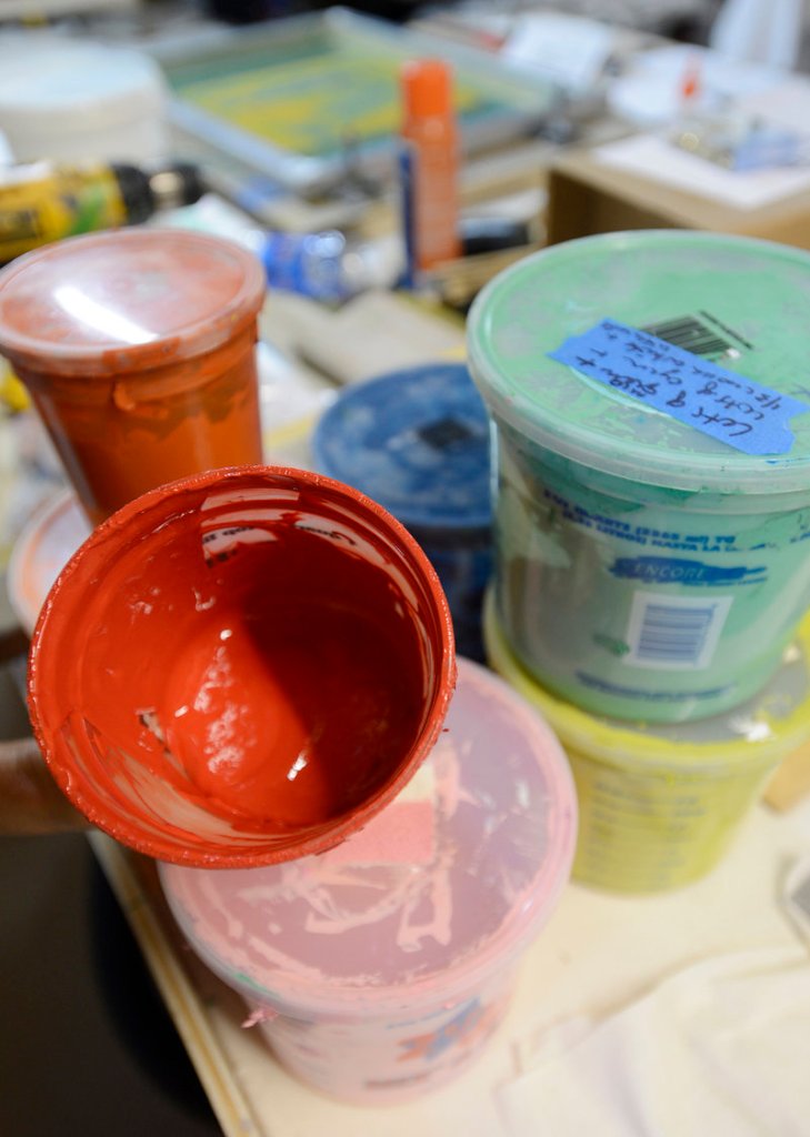 Colorful ink in the studio.