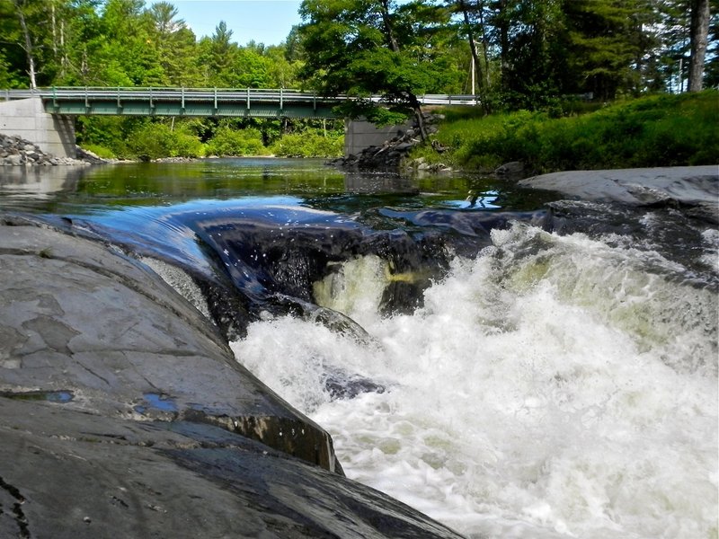 Water rushes from the lower portion of Earley Falls into Sebec Lake.