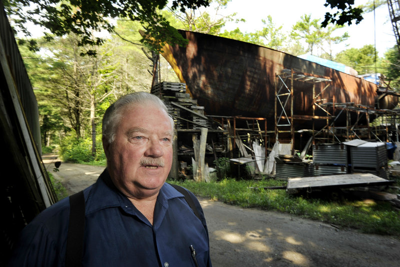 Harold Arndt of Freeport is building a schooner from scrap metal and other debris behind his home on Flying Point. “I don’t disagree that it looks like junk,” he said. “I disagree that it is junk. I can find a use for most of it.”