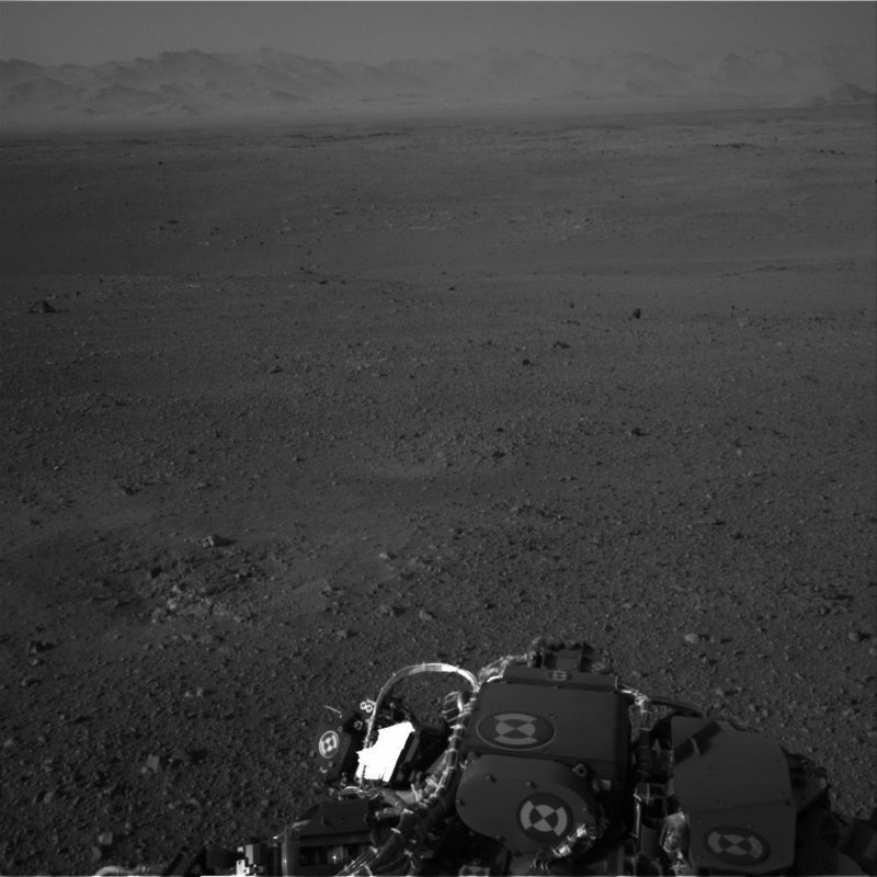 This image, released Wednesday by NASA and taken by cameras on the Curiosity, shows the Martian horizon. The rover landed Aug. 5 on a $2.5 billion mission.