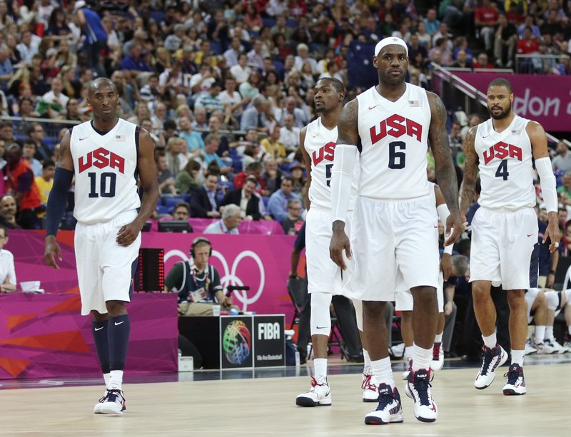 LeBron James, center, and Kobe Bryant, left, will lead the United States into the final Sunday against Spain, and into its own place in the which-is-the-best-team discussion.