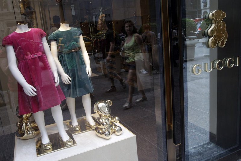 Girls dresses are on display at the Gucci children’s boutique, a first for the company, on Fifth Avenue in New York. Gucci, which launched a children’s collection two years ago, opened the store last year, catering to youngsters with wealthy, highly stylized parents.