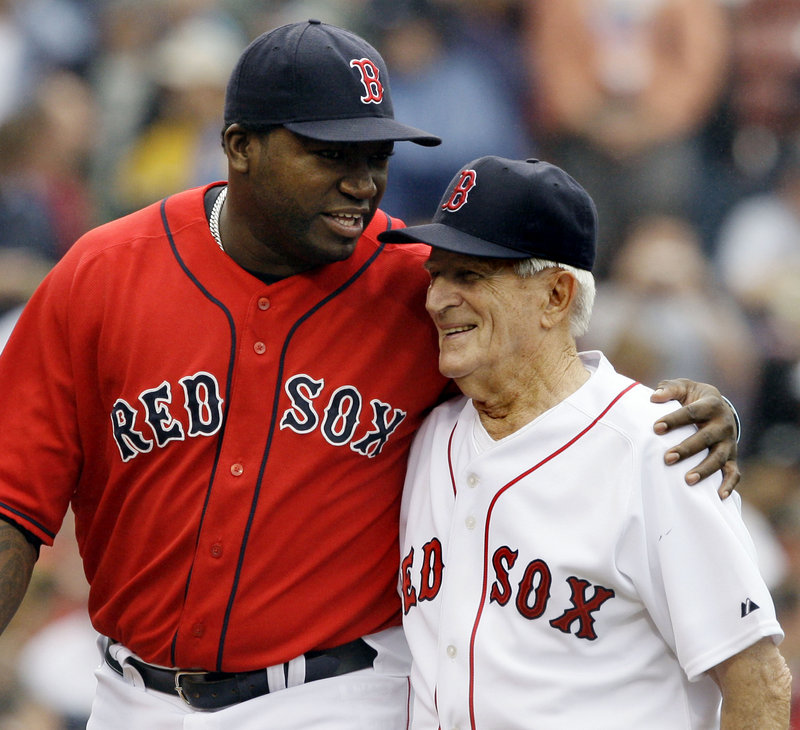 David Ortiz, left, was just part of the many generations of players who passed through the Boston Red Sox and realized the impact Johnny Pesky had on the organization.