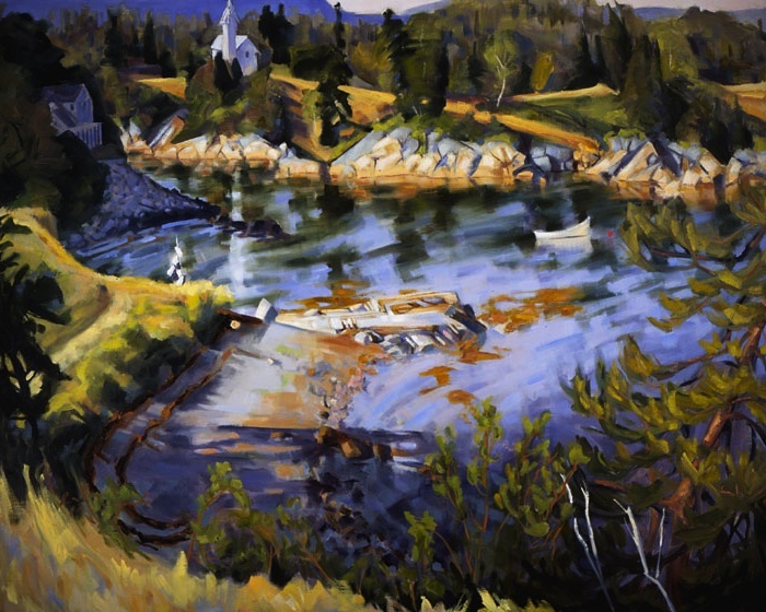 “High Tide at Goose Cove” by Joellyn Duesberry, from “40 Years Celebrating Maine,” continuing through Sept. 29 at Gleason Fine Art in Portland.