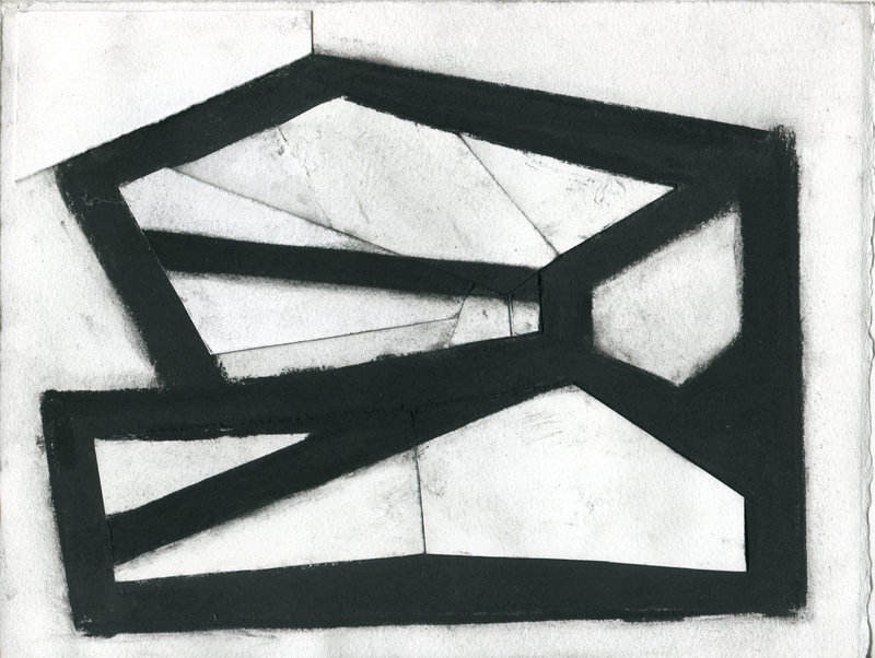 “Blackwork 6,” by Ken Greenleaf, charcoal and collage on paper