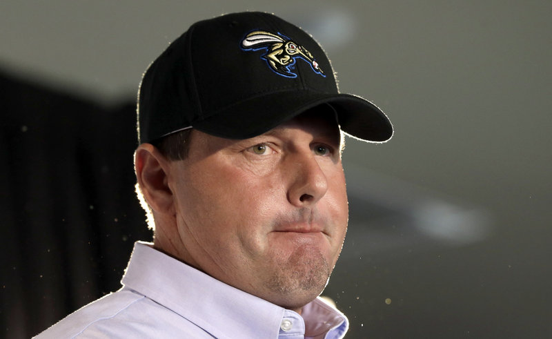 Roger Clemens appears at a news conference Tuesday after signing with the Sugar Land Skeeters baseball team in Sugar Land, Texas. He’s expected to start a home game for the independent league team Saturday.