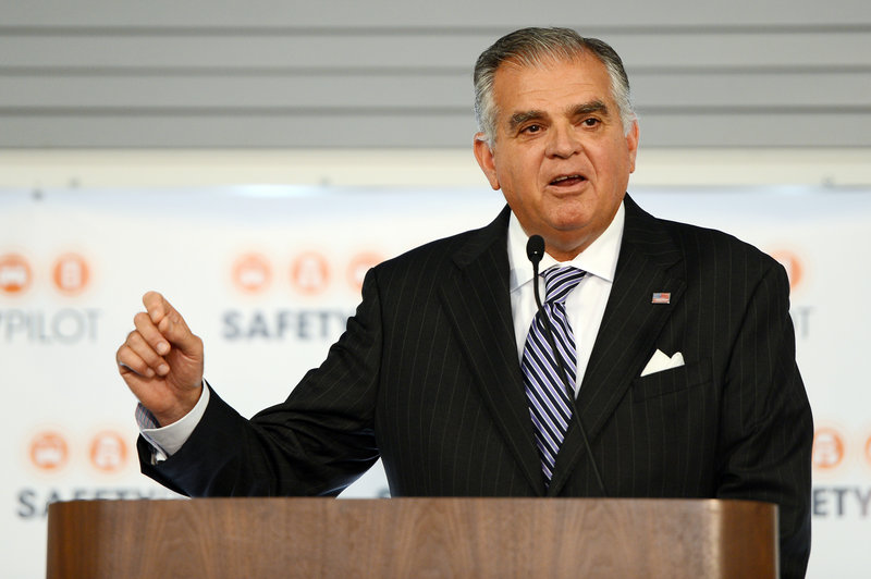 U.S. Transportation Secretary Ray LaHood, seen at a news conference for the Connected Vehicle pilot program in Ann Arbor, Mich. on Tuesday, hopes the test will pave the way for nationwide use of interconnected vehicles.