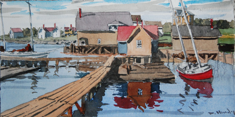 “Old Kennebunk River Front,” above, by DeWitt Hardy.
