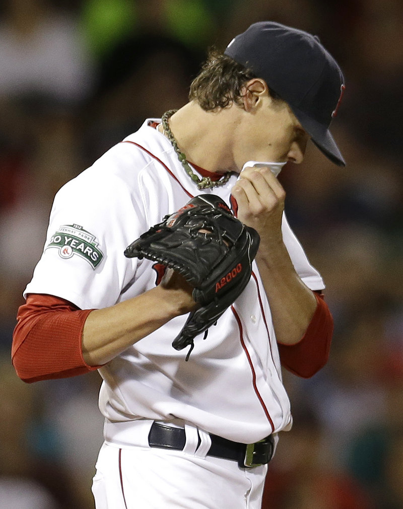 Clay Buchholz gave up seven runs in 5 1⁄3 innings Wednesday night for the Boston Red Sox – matching his season high for runs allowed – in a 7-3 loss to the Angels.