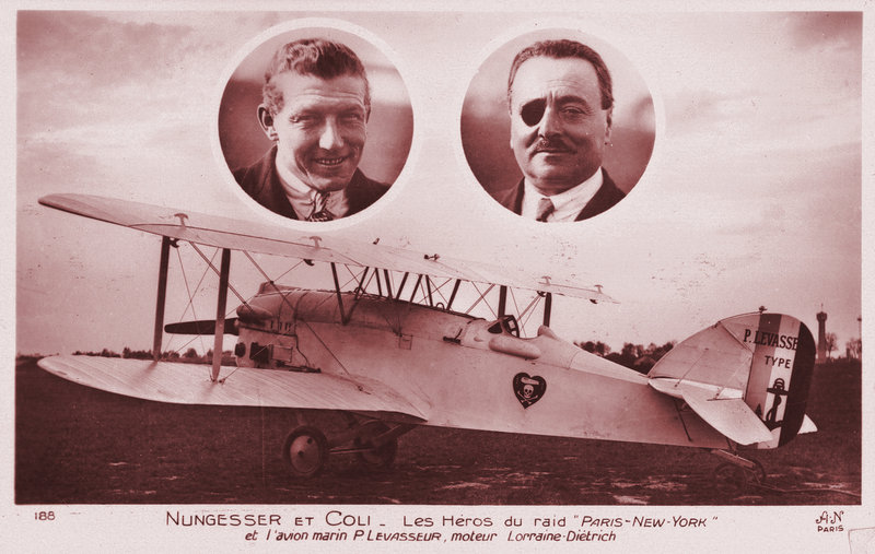 Pilots Charles Nungesser and Francois Coli left Paris on May 8, 1927, in the White Bird, never to be seen again.