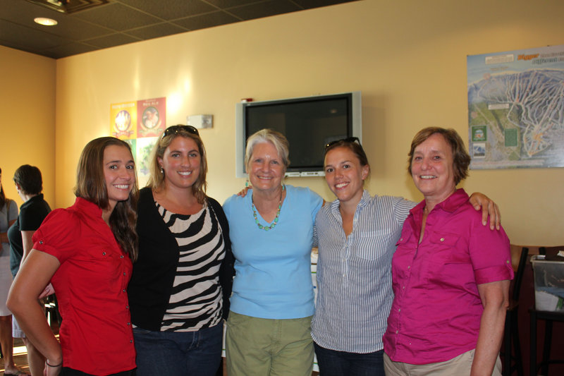 At the Fight Back Happy Hour on Tuesday, from left, Hannah Kinney, Kelly MacVane, Kathy MacVane, Jessica Wolinsky and Cathy Wolinsky, a cancer survivor and Cancer Community Center Buddy volunteer.