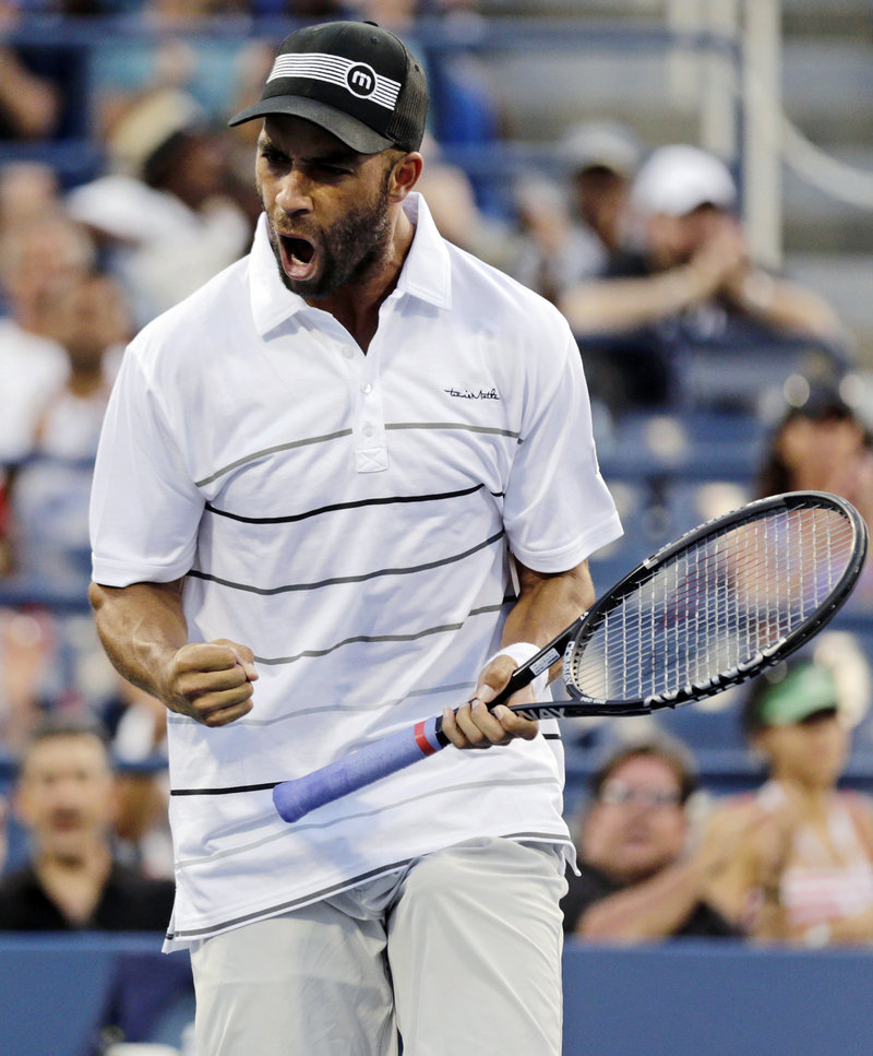 James Blake, still going strong at 32, advanced Thursday to the third round of the U.S. Open with a 6-1, 6-4, 6-2 victory against Marcel Granollers of Spain.