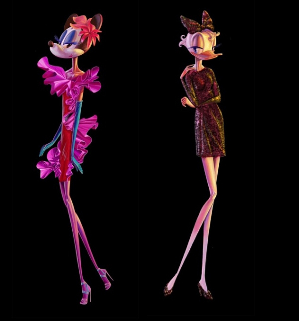 Barneys New York is using leggy supermodel versions of Minnie Mouse and other Disney characters for its annual holiday window display and ad campaign.