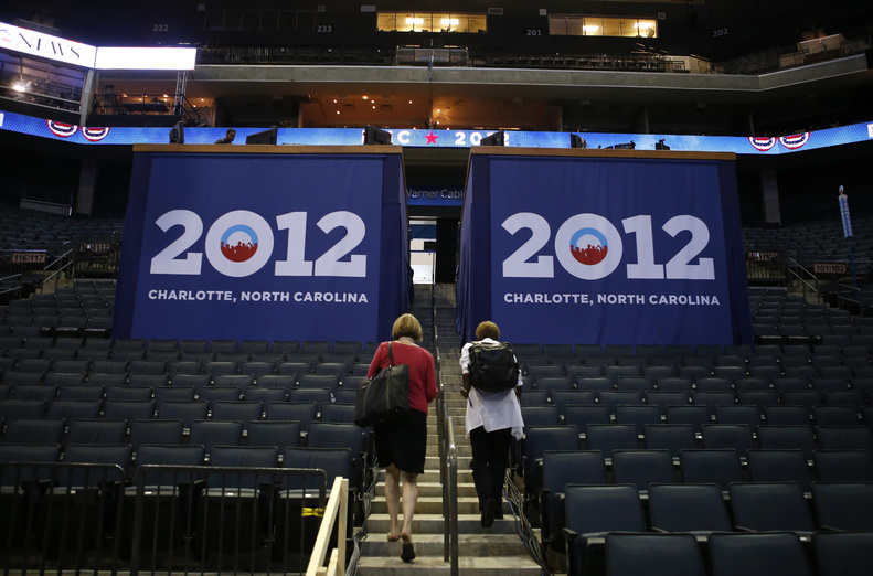 The Time Warner Cable Arena in Charlotte, N.C., is being prepared for the Democratic National Convention.