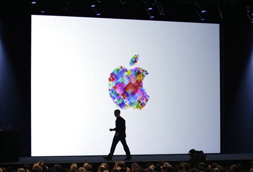 Apple CEO Tim Cook walks on stage during the Apple Developers Conference in San Francisco in this June 2012 photo.