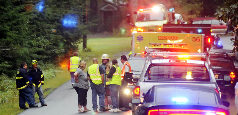 MOUNT VERNON FATALITY: Mount Vernon firefighters congregate Tuesday afternoon at the scene of accident on the Wings Mills Road in Mount Vernon that claimed the life of a local man.