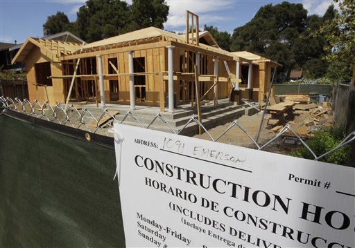 A new home is under construction in Palo Alto, Calif., recently. Builders report seeing the best sales level since July 2006, while turnout by prospective buyers has returned to levels not seen since May 2006.