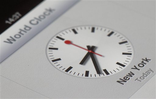 The clock symbol display on an iPad with the new iOS 6 operating system.