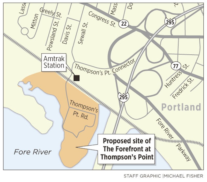 An artist rendering of The Forefront, a $105 million project planned for Thompson's Point in Portland.