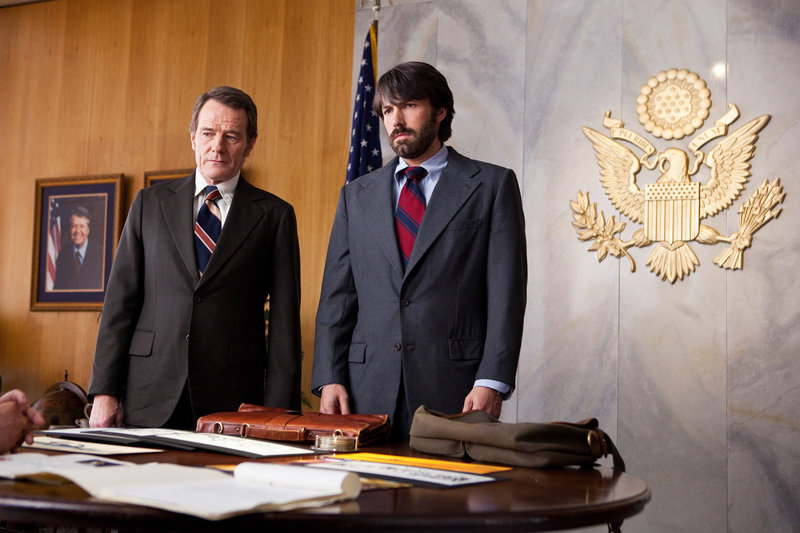 Bryan Cranston, left, and Ben Affleck in “Argo,” about the 1979 Iran hostage crisis.