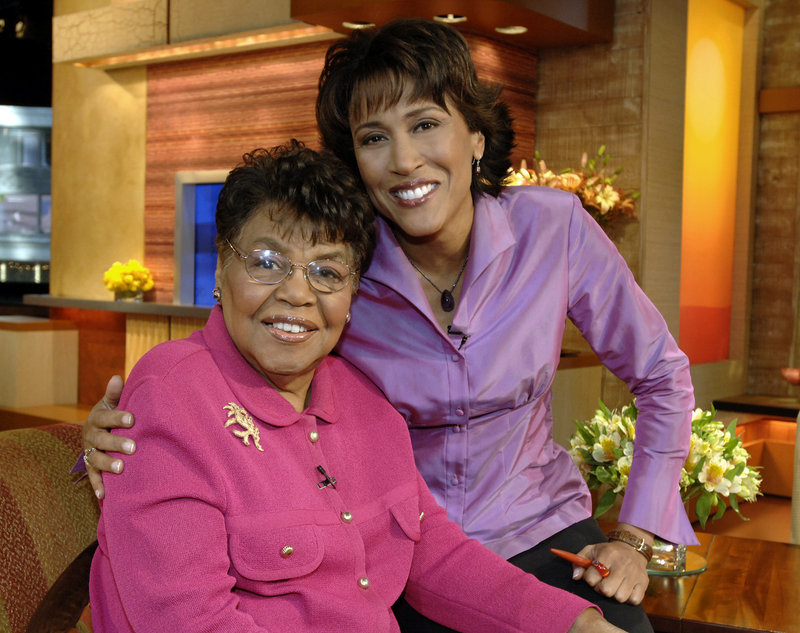 This 2006 photo released by ABC shows “Good Morning America” co-host Robin Roberts, right, with her mother, Lucimarian Roberts, on the set in New York.