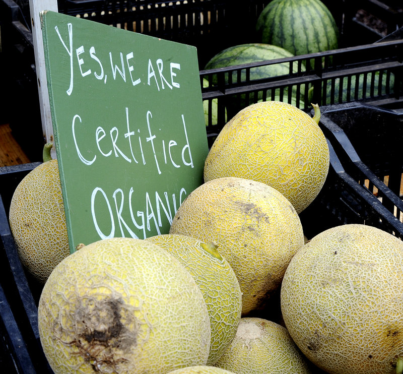 Organic foods like these melons at a Portland farmers market are chosen by many who want to avoid toxins.