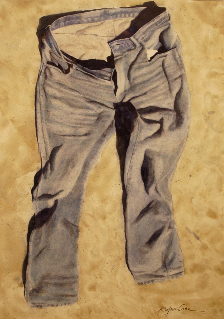 “Grass Jeans,” watercolor, by Rufus Coes.