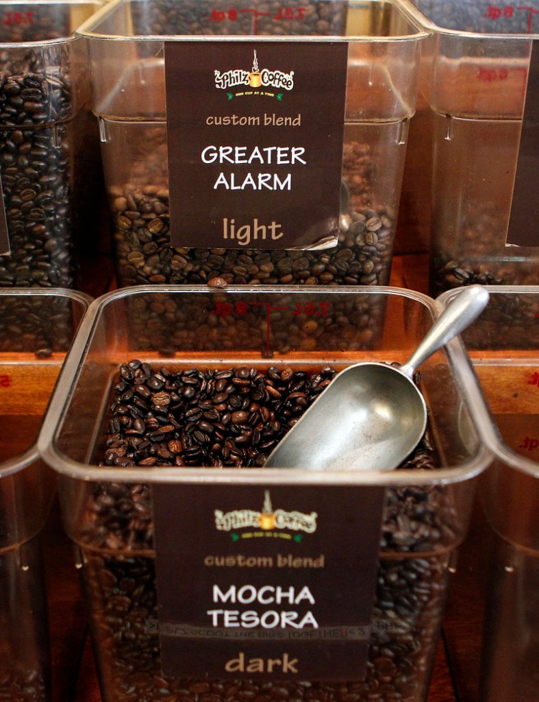 Greater Alarm and Mocha Tesora coffee beans.