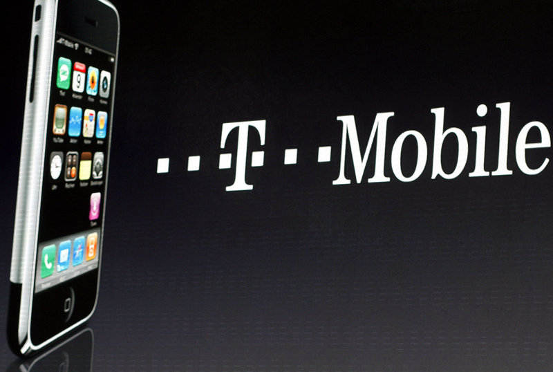 T-Mobile already has more than 1 million iPhones, shown at left, on its network.