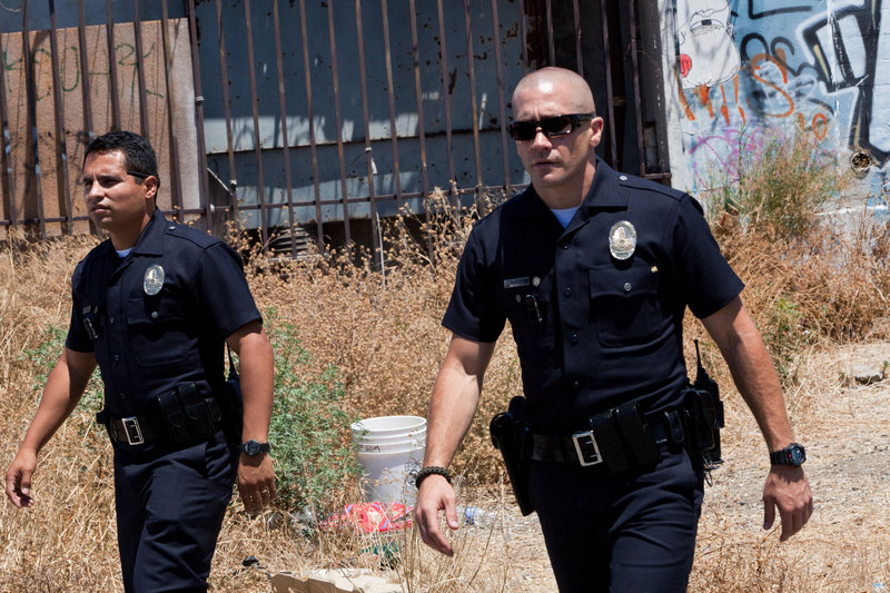 Michael Pena, left, and Jake Gyllenhaal in "End of Watch."