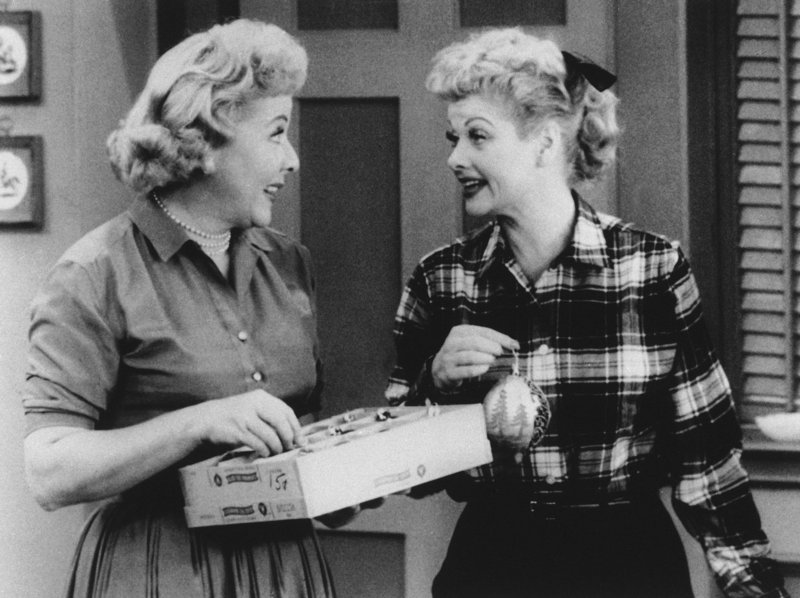 Lucy, played by Lucille Ball, right, and Ethel, played by Vivian Vance, are shown in a scene from television’s “I Love Lucy.”