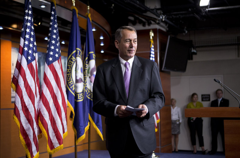 Speaker of the House John Boehner, R-Ohio, shown leaving a news conference Friday, blamed the exiting 112th Congress’s unproductiveness on the Democratic Senate.