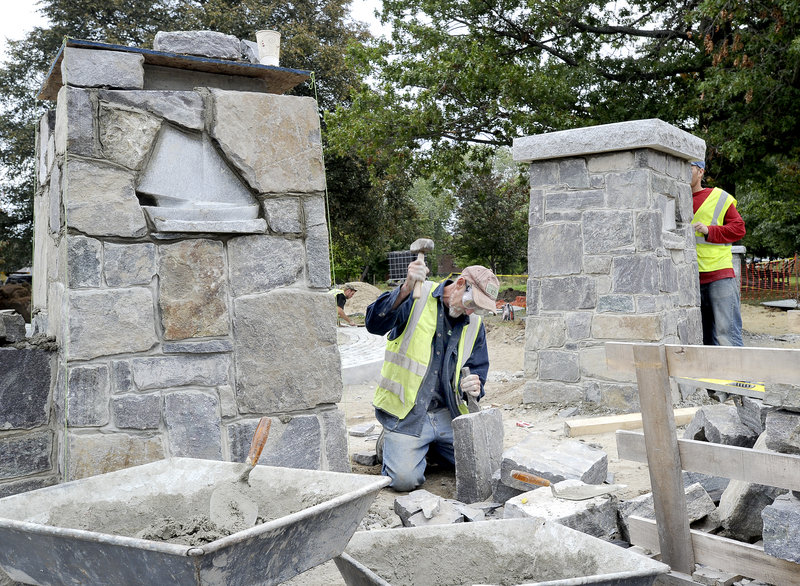 Stonemason Ronald Bourassa has a granddaughter who lives near Mill Creek Park, and he likes the idea that she’ll be able to enjoy his work so easily. “It’s a real treat for me,” he said.