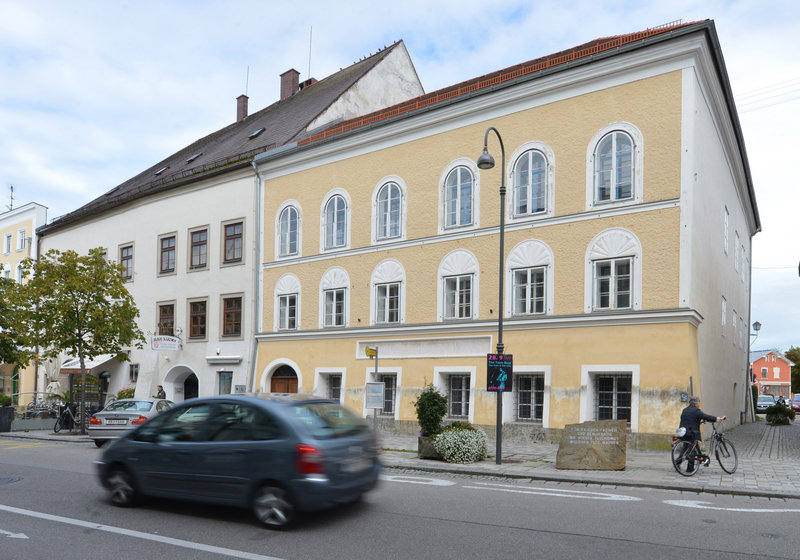The 500-year-old building in Braunau, Austria, where Hitler was born. The last tenant, a workshop for mentally handicapped, has left and the building now is empty.