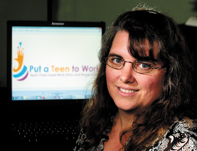 Angela Godbout, of Readfield, create the business www.putateentowork.com that connects teens with people who need odd jobs done.