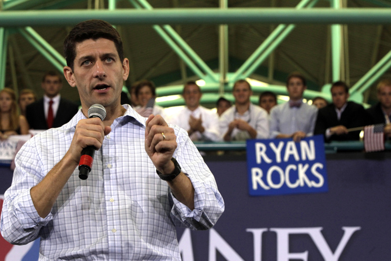 Republican vice-presidential candidate Rep. Paul Ryan, R-Wis., speaks during a campaign event Monday at East Carolina University in Greenville, N.C.