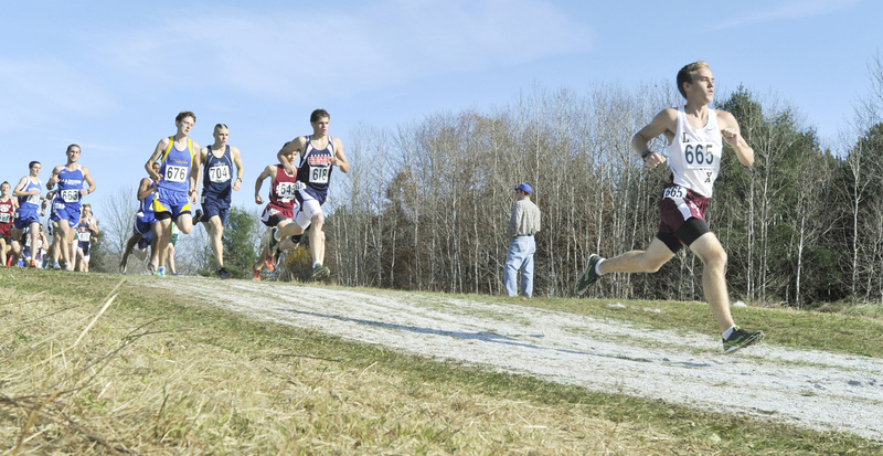 Runners set their pace in the Class C boys’ race, won by Merriconeag’s Jack Pierce.