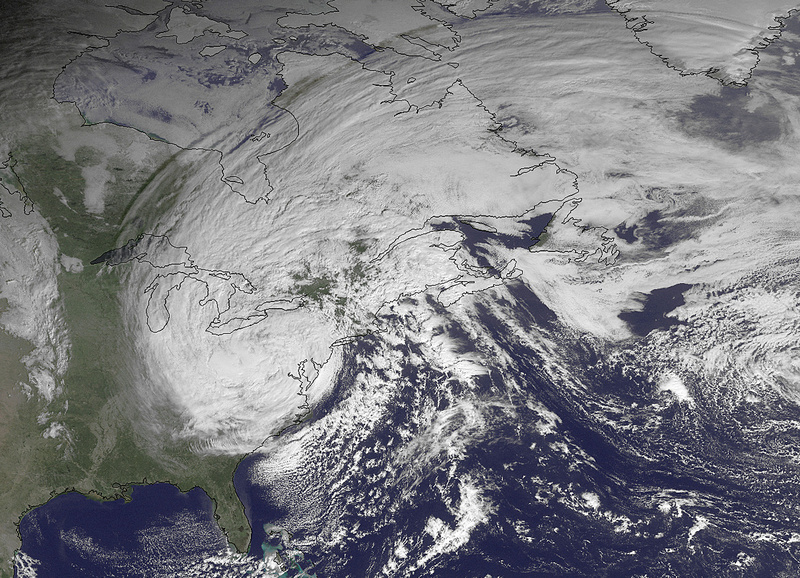 This NOAA satellite image taken Tuesday shows superstorm Sandy slowly moving westward while weakening across southern Pennsylvania. The federal government has failed to replace weather satellites that have failed or are nearing the end of their lives.