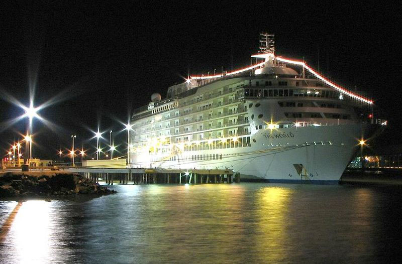 This 2006 photo shows The World in Queensland, Australia. The world's largest privately owned yacht will visit Eastport on Tuesday.