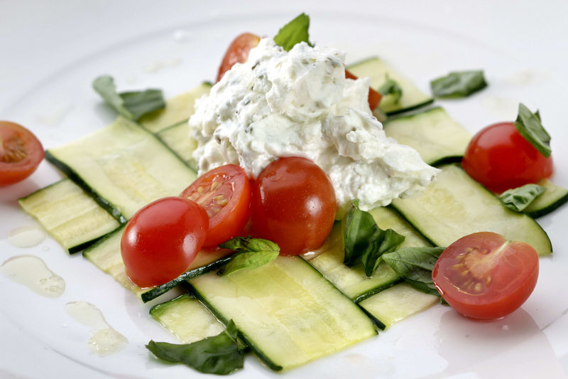 Woven zucchini with fresh goat cheese