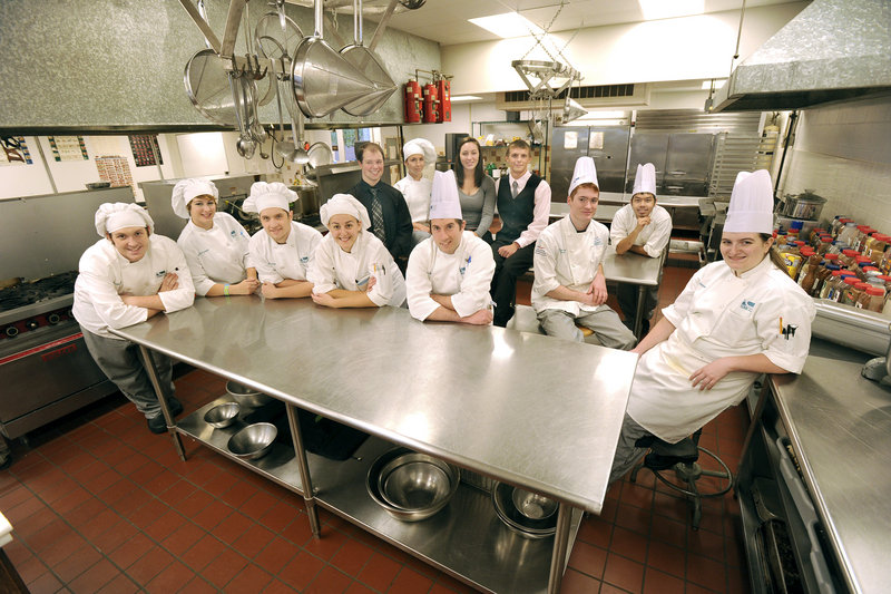 Southern Maine Community College culinary students competing in the Cutting Edge: Culinary College Competition include, front, left to right, Ensign Gerry, Audrey Carlson, Joe Lambert, Amanda Rock, Adam Robichaud and Megan Manseau; back, Marc Hill, Molly Jones, Leah Rothgaber, Kevin Ouellette, Nate Davies and Toan Nguyen.